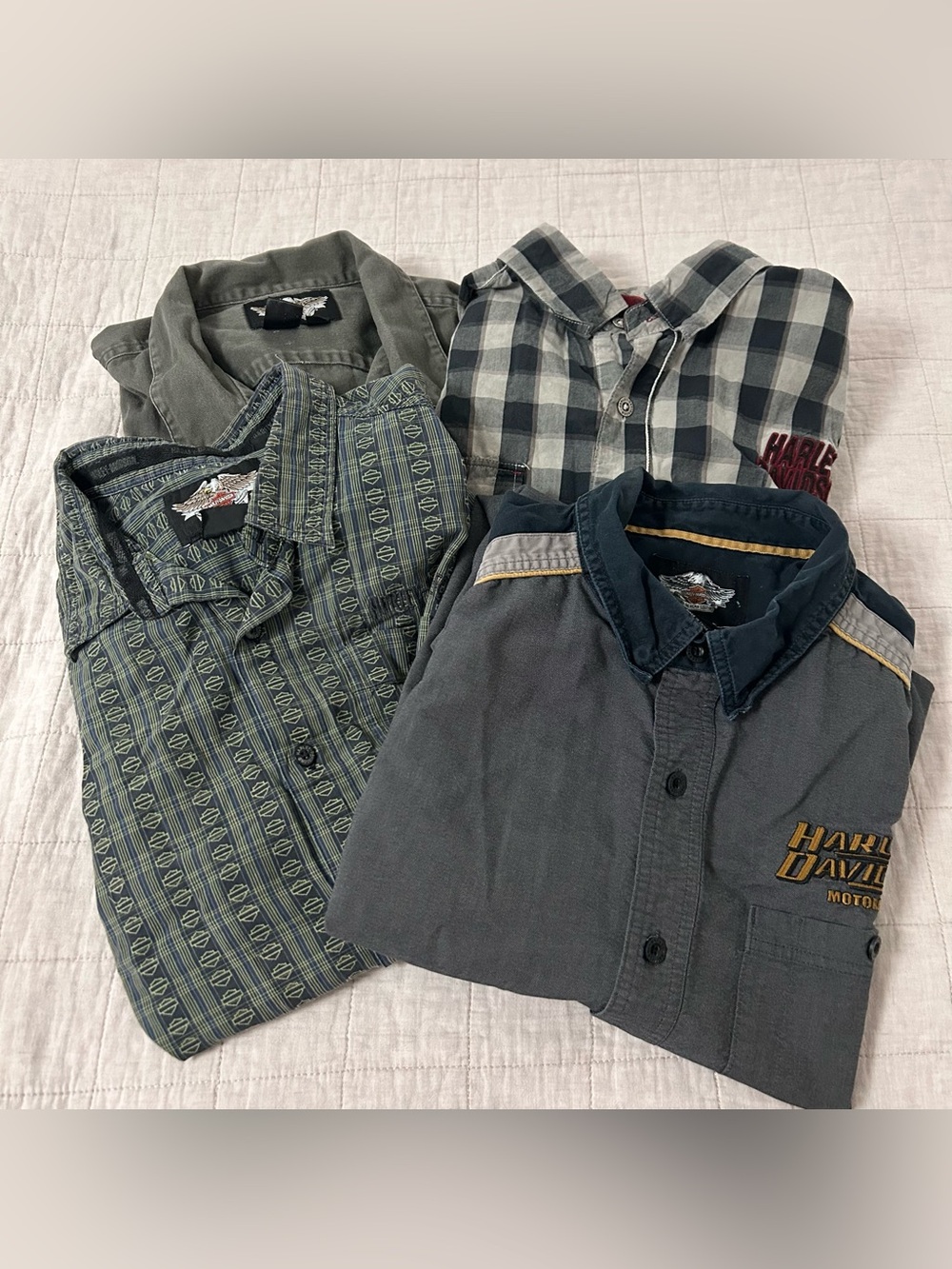 Harley-Davidson Men's Button-Up Short Sleeve Shirts Set of 4